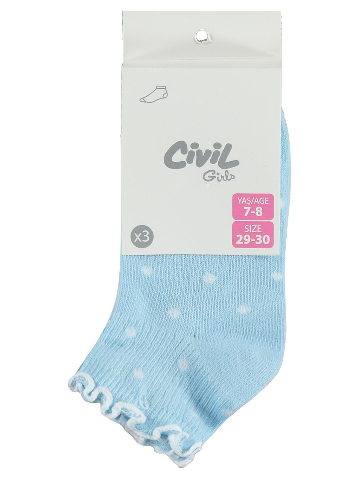 Civil Girls Büzgü Overlok 3'lü 3-11 Yaş Kız Çocuk Patik Çorap