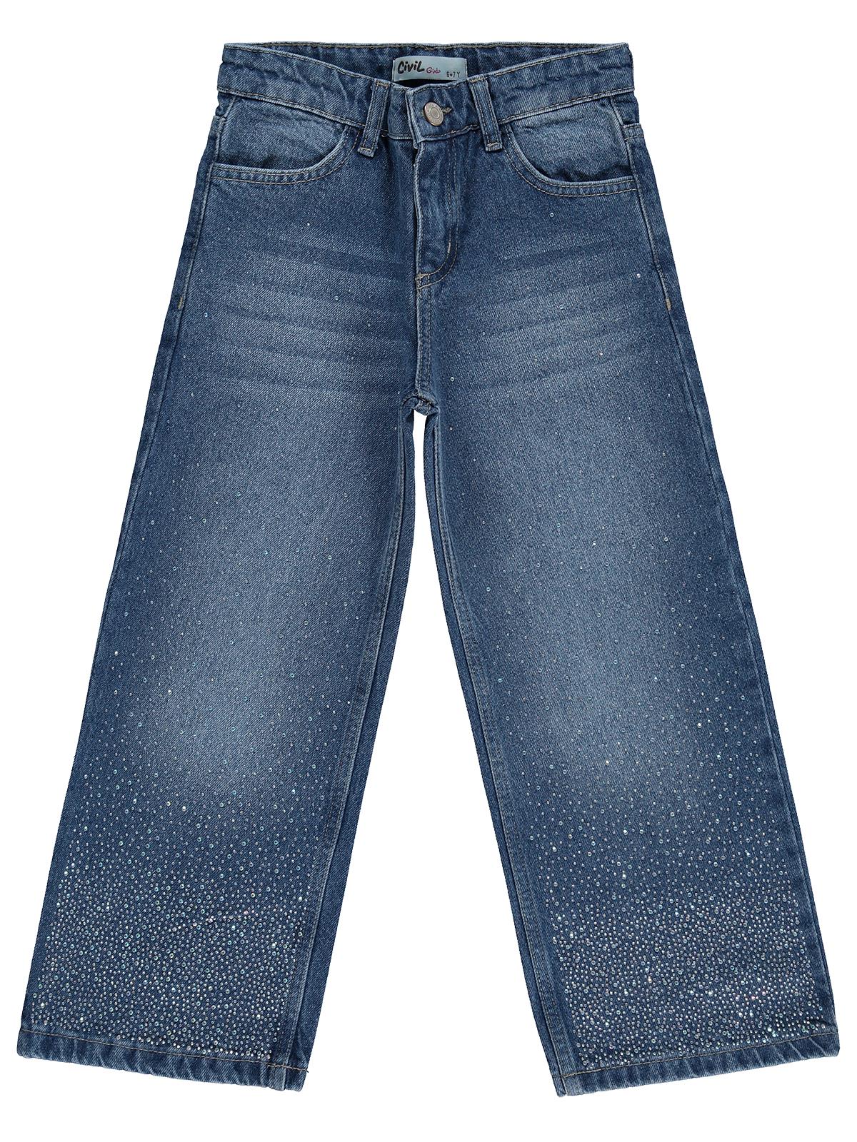 Civil Girls Taş Baskılı 10-13 Yaş Pantolon - Mavi