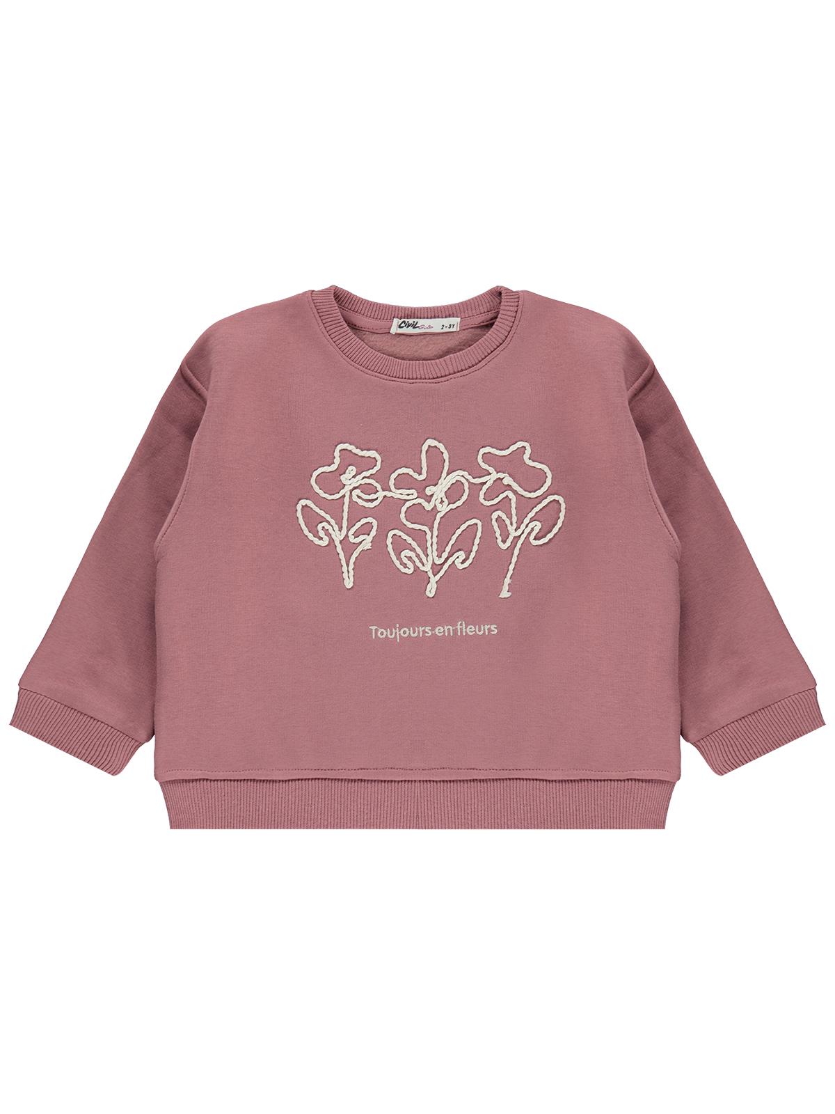 Civil Girls Çiçek Nakışlı 2-5 Yaş Sweatshirt - Lila