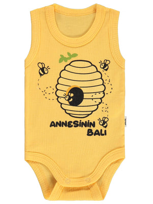 Civil Baby Arı Baskılı Annesinin Balı 12-36 Yaş Çıtçıtlı Badi - Sarı