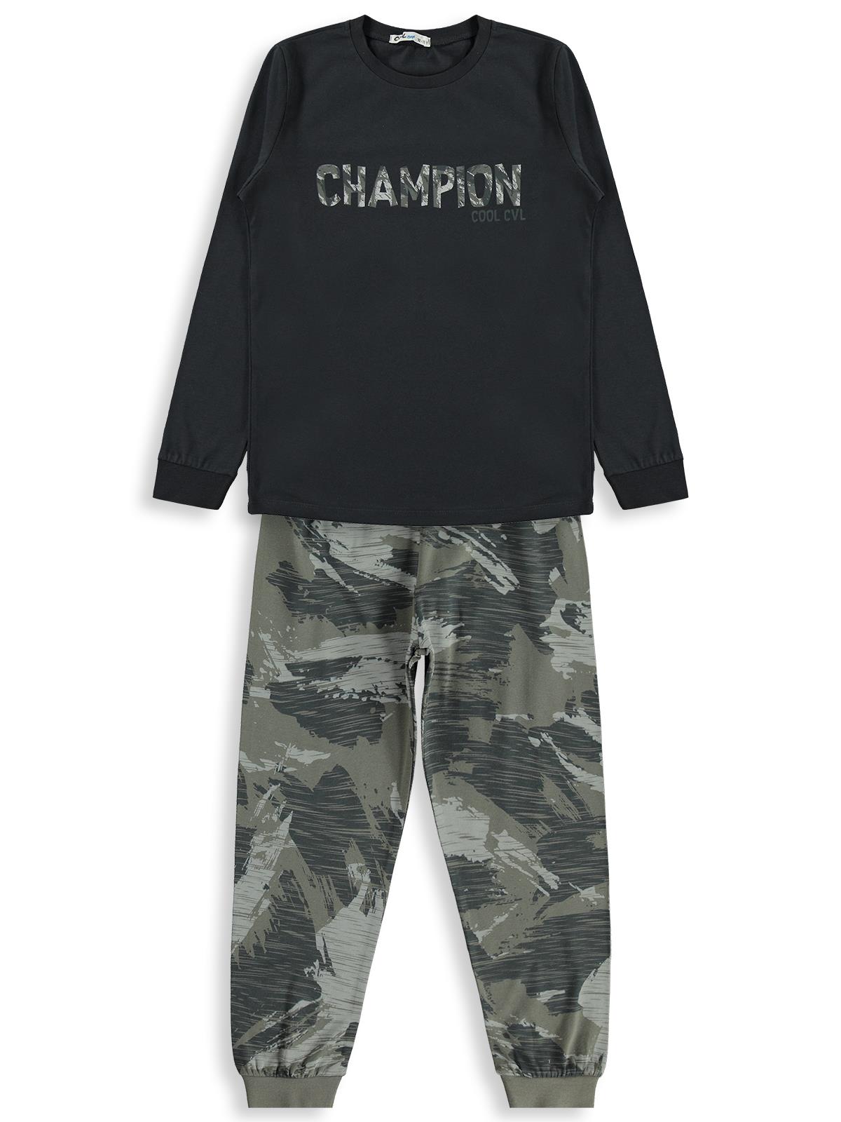 Civil Boys Champion Baskılı 10-13 Yaş Pijama Takımı - Gri
