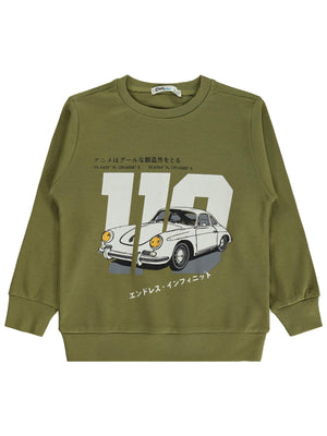Civil Boys Araba Baskılı 2-5 Yaş Sweatshirt  - Haki