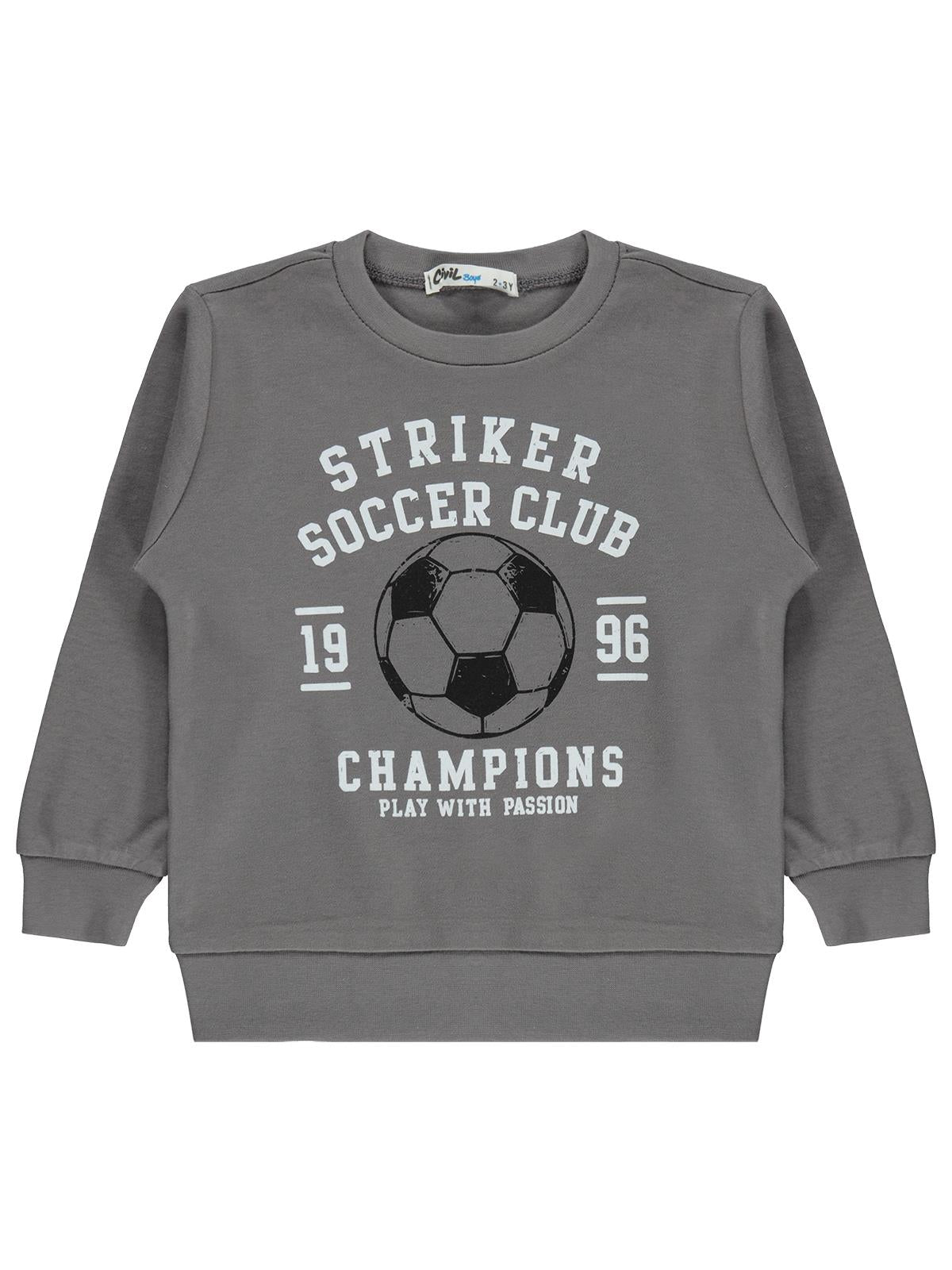 Civil Boys Striker Top Baskılı 2-5 Yaş Sweatshirt - Gri