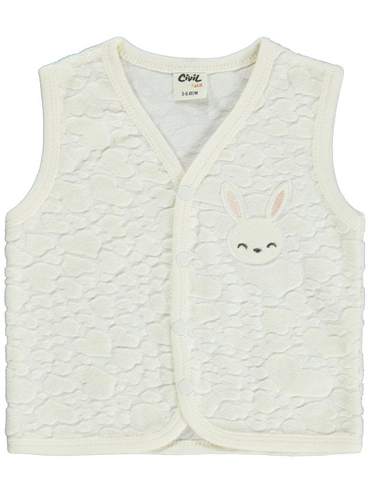 Civil Baby Tavşan Nakışlı 3-18 Ay Yelek - Ekru