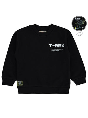 Silversun T-REX Dinozor Baskılı 2-7 Yaş Sweatshirt - Siyah