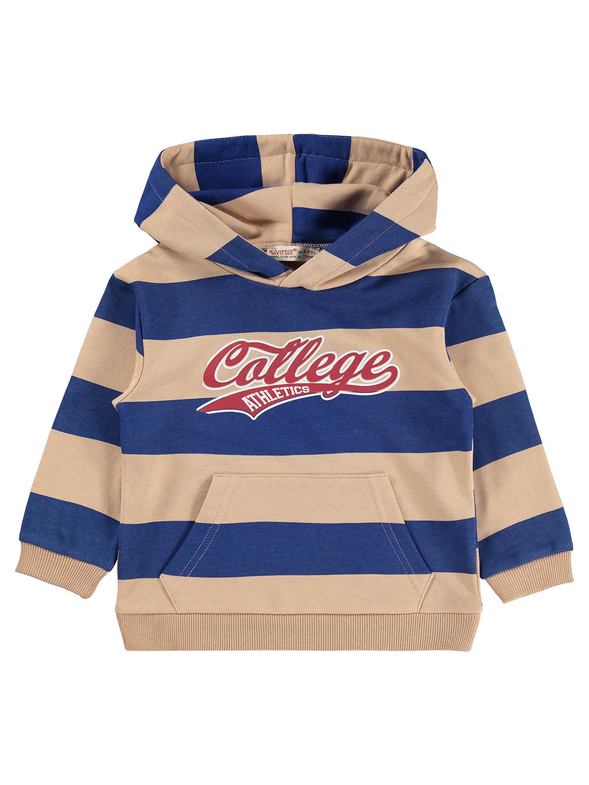 Silversun College Baskılı Kapşonlu 2-7 Yaş Sweatshirt - Mavi