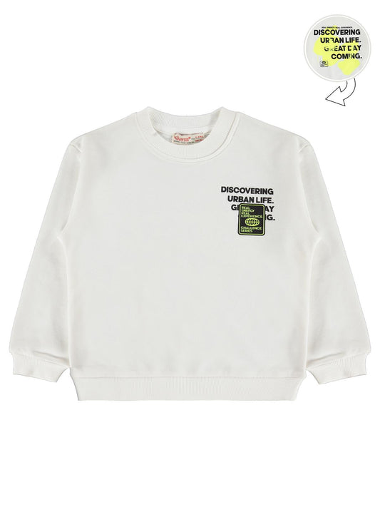 Silversun Discovering Baskılı 2-7 Yaş Sweatshirt - Ekru