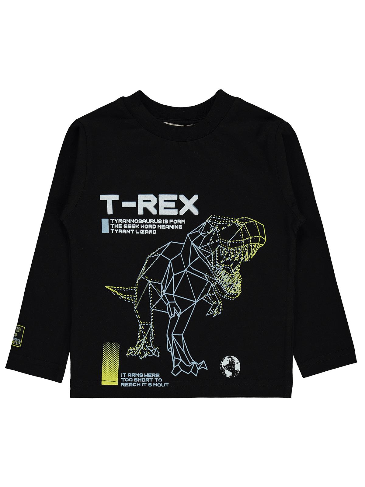 Silversun T-REX Dinozor Baskılı 2-7 Yaş Sweatshirt - Siyah