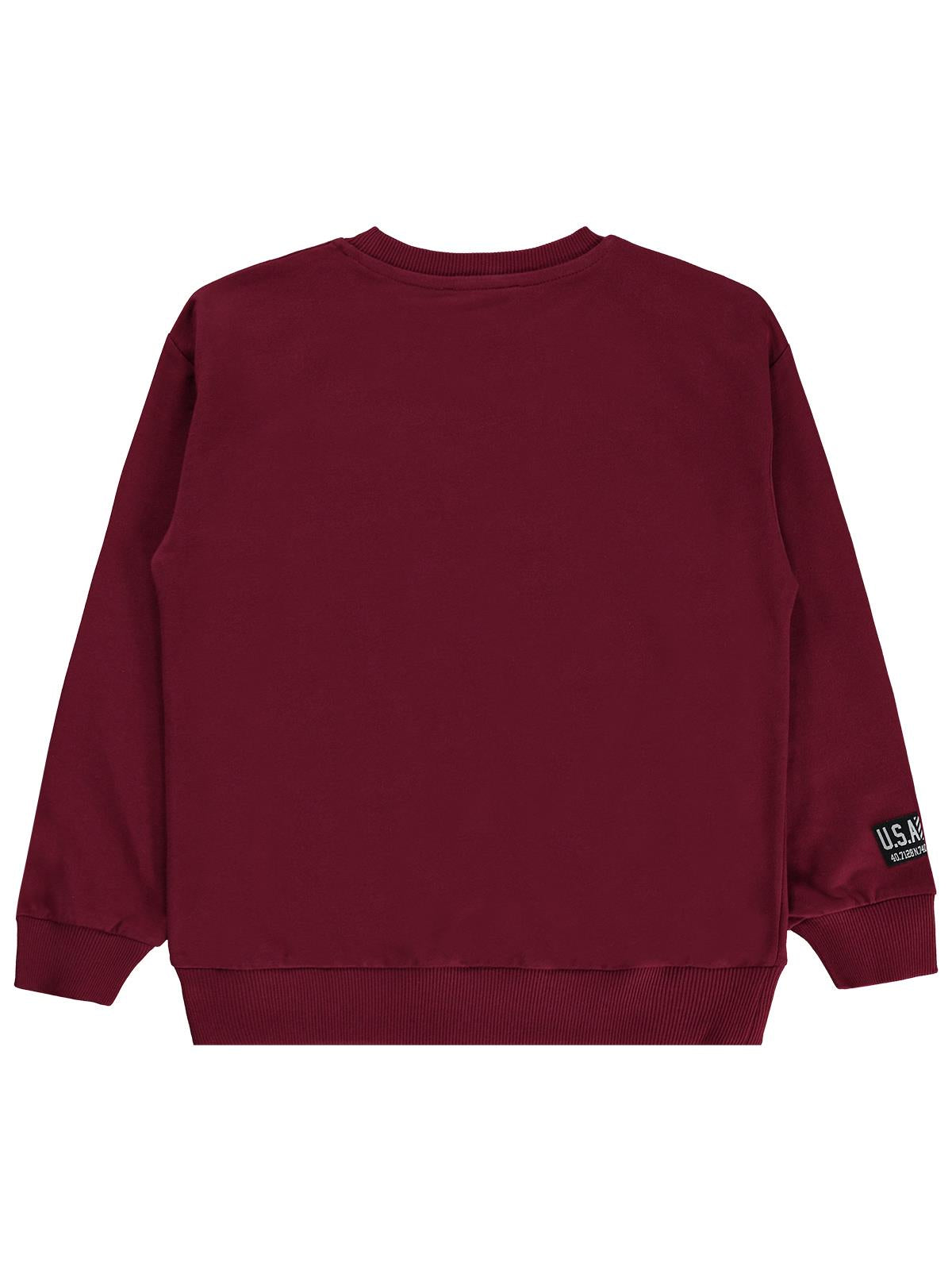 Silversun Basic Etiket Armalı 8-13 Yaş Sweatshirt - Bordo