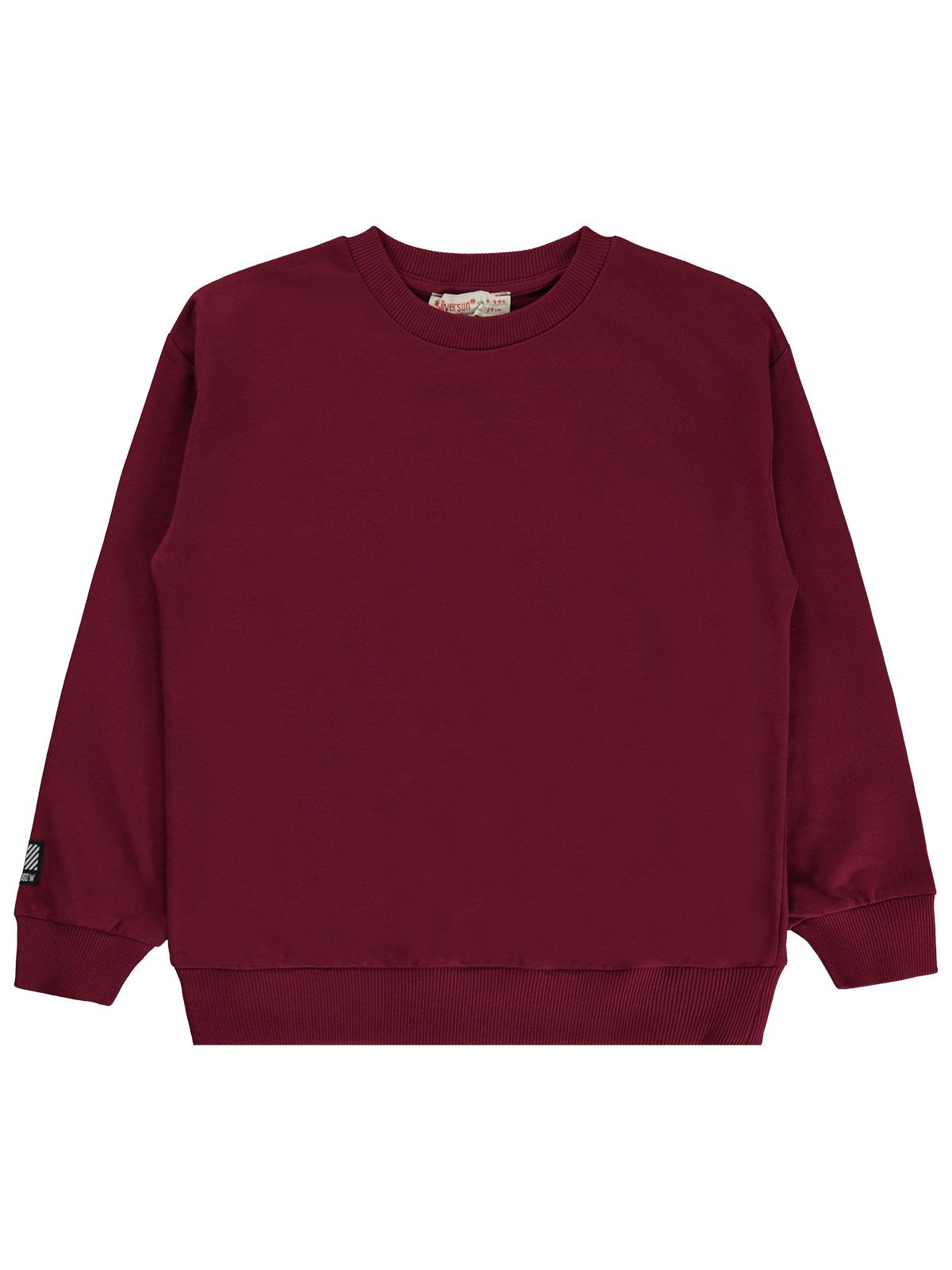 Silversun Basic Etiket Armalı 8-13 Yaş Sweatshirt - Bordo