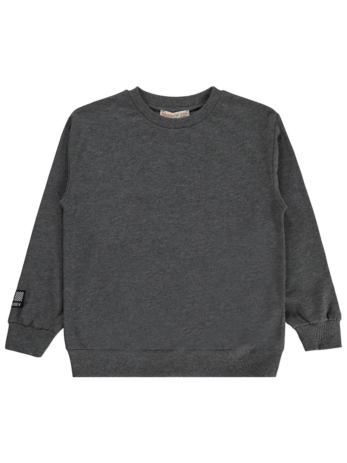 Silversun Basic Etiket Armalı 8-13 Yaş Sweatshirt - Gri