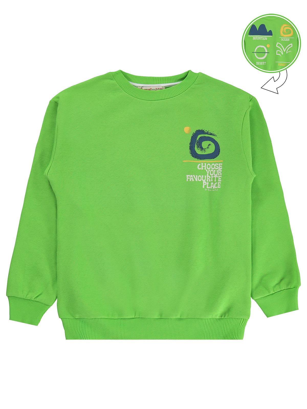 Silversun OCEAN Baskılı 8-13 Yaş Sweatshirt - Yeşil