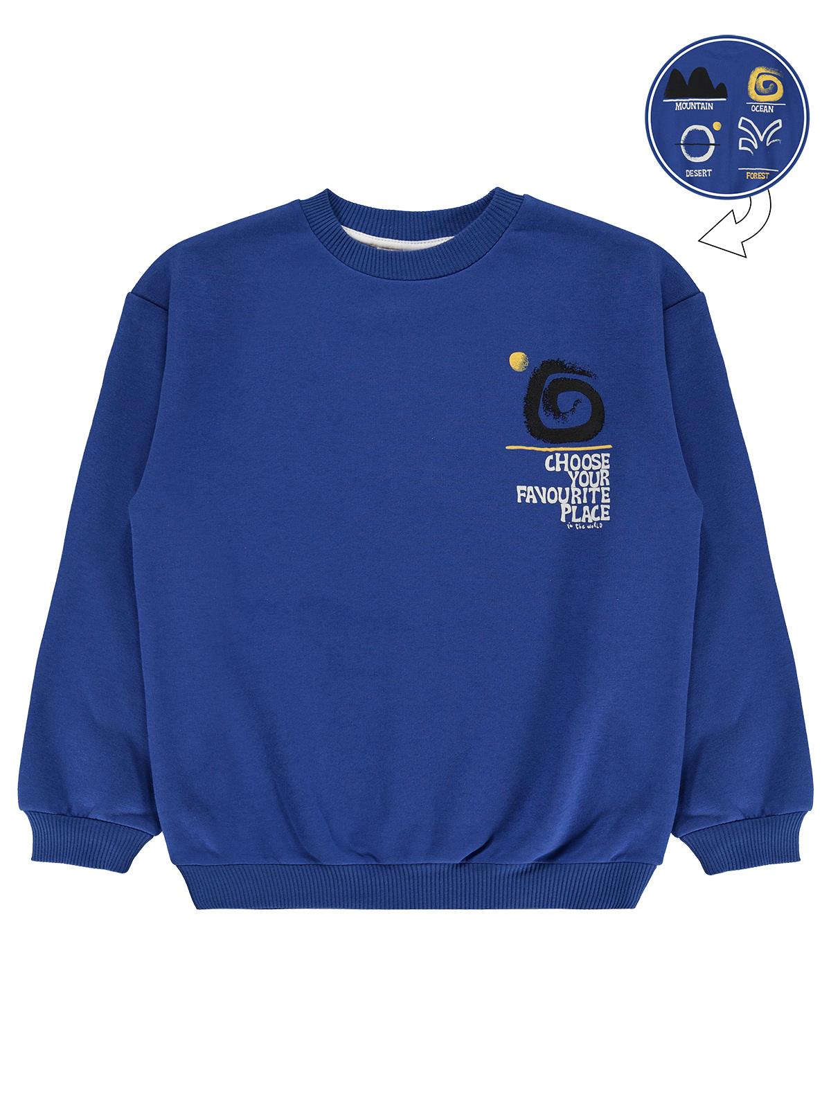 Silversun OCEAN Baskılı 8-13 Yaş Sweatshirt - Mavi