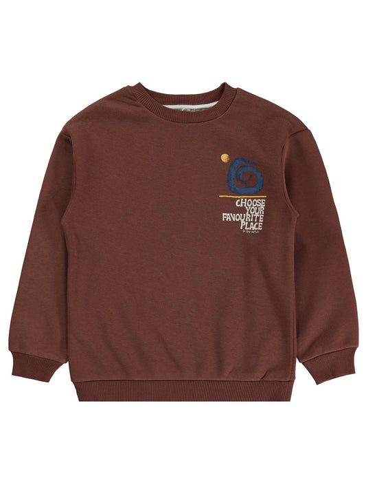 Silversun OCEAN Baskılı 8-13 Yaş Sweatshirt - Kahverengi