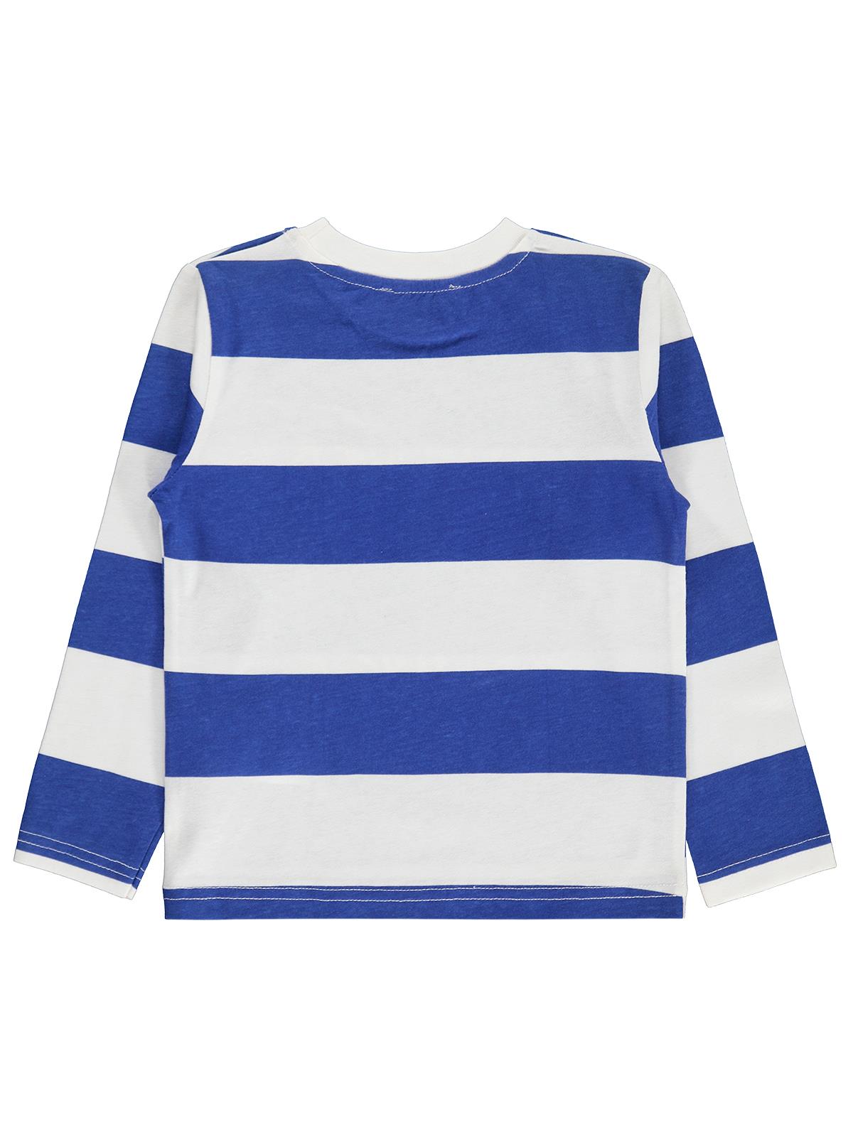 Silversun NY Baskılı Çizgili 2-7 Yaş Sweatshirt - Mavi
