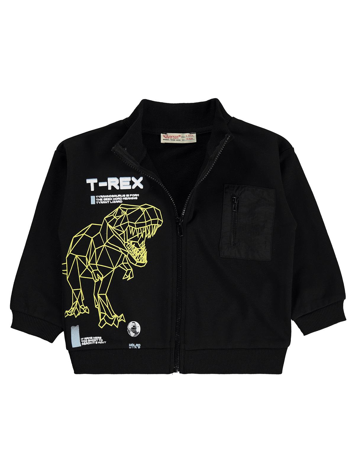 Silversun T-REX Dinozor Baskılı 2-7 Yaş Hırka - Siyah