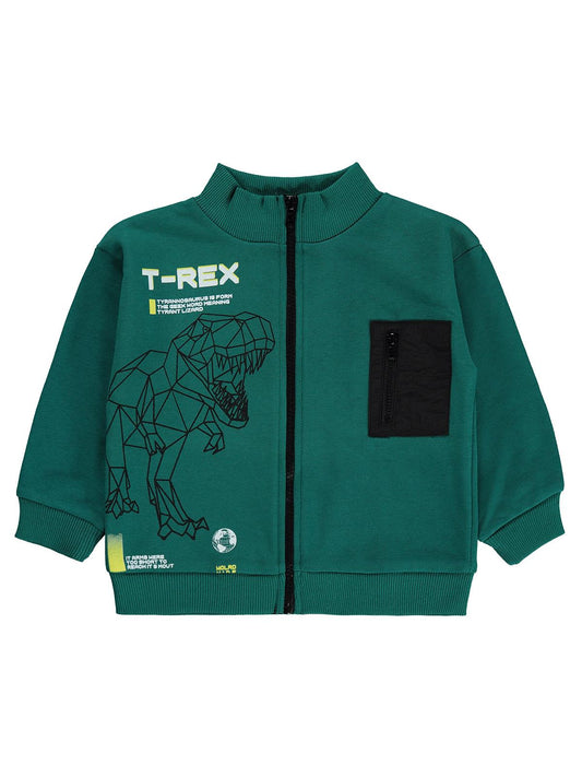 Silversun T-REX Dinozor Baskılı 2-7 Yaş Hırka - Yeşil