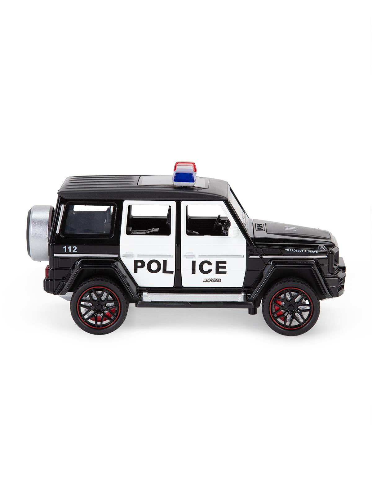 Vardem Kutulu Çek Bırak 1:24 Işıklı ve Sesli Model Metal Polis Jeep - Siyah