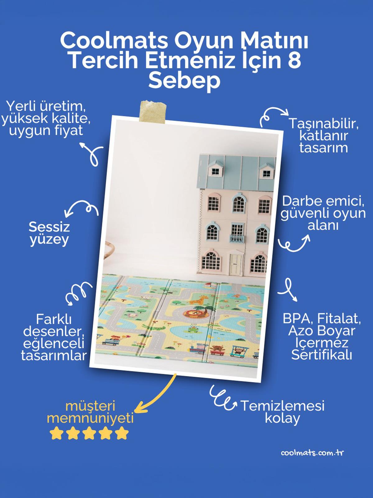Serin Mat Katlanabilir Oyun Matı-Yeşil Parkur