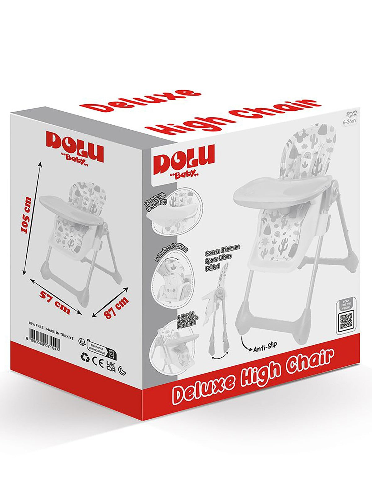 Dolu Lüks Mama Sandalyesi - Gri