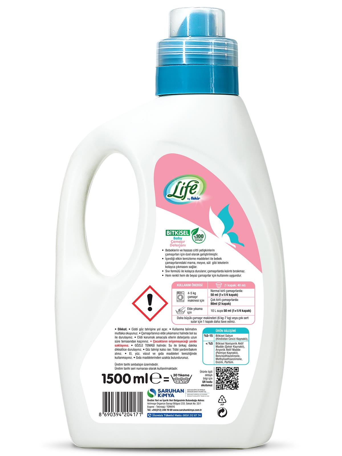 Fakir Bitkisel Bazlı Sıvı Çamaşır Deterjanı 1500 ml - Standart