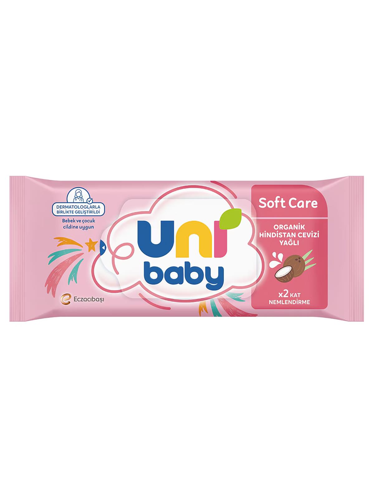 Uni Baby Soft Care Hindistan Cevizi Yağlı Islak Mendil 3X50