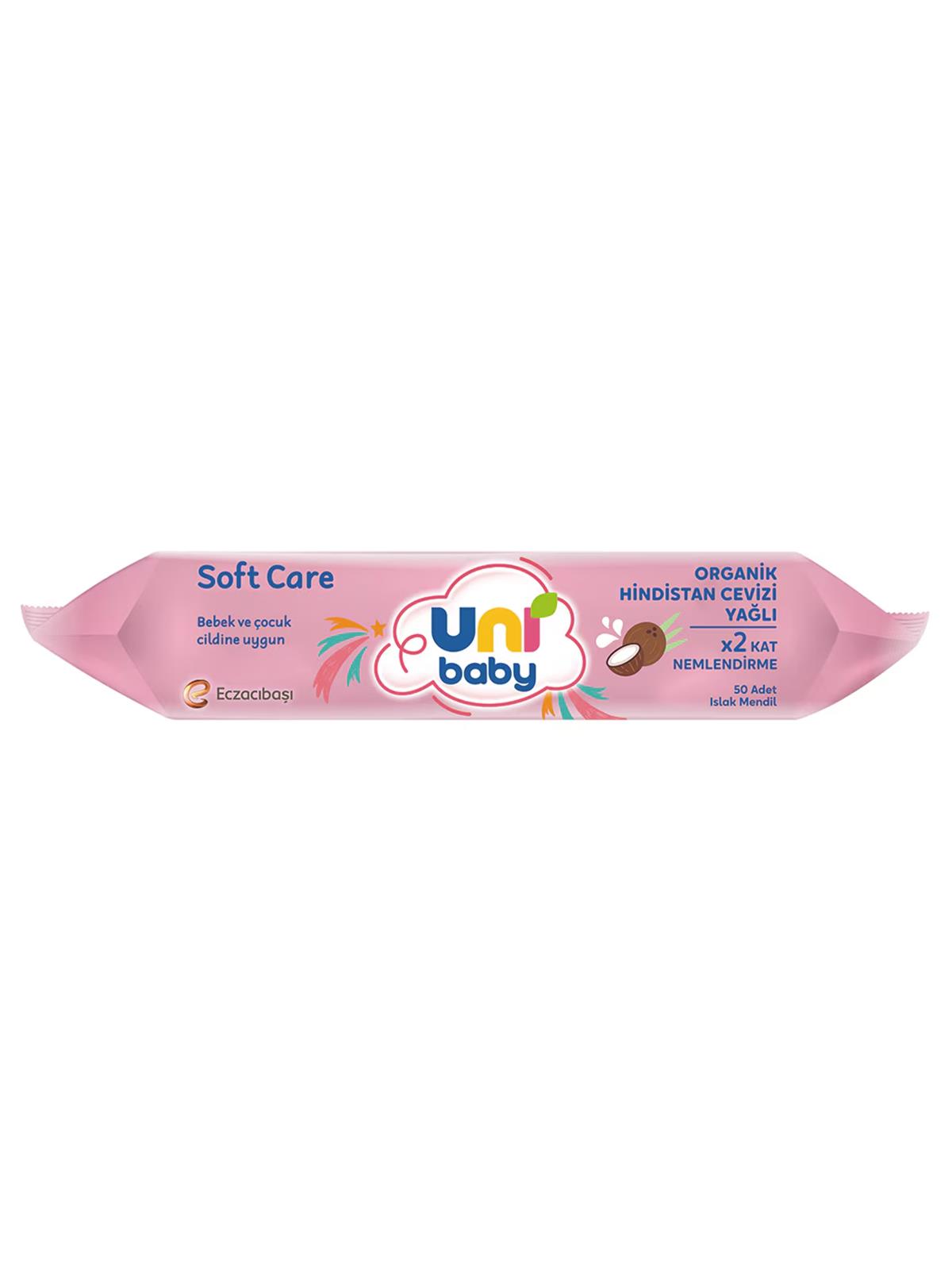 Uni Baby Soft Care Hindistan Cevizi Yağlı Islak Mendil 3X50