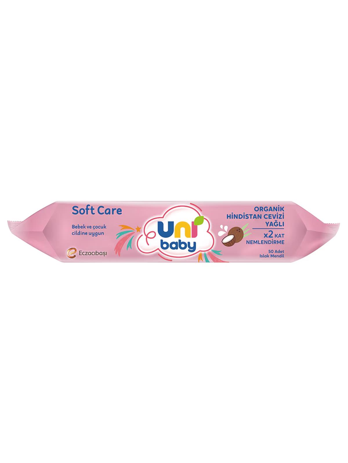 Uni Baby Soft Care Hindistan Cevizi Yağlı Islak Mendil 12X50