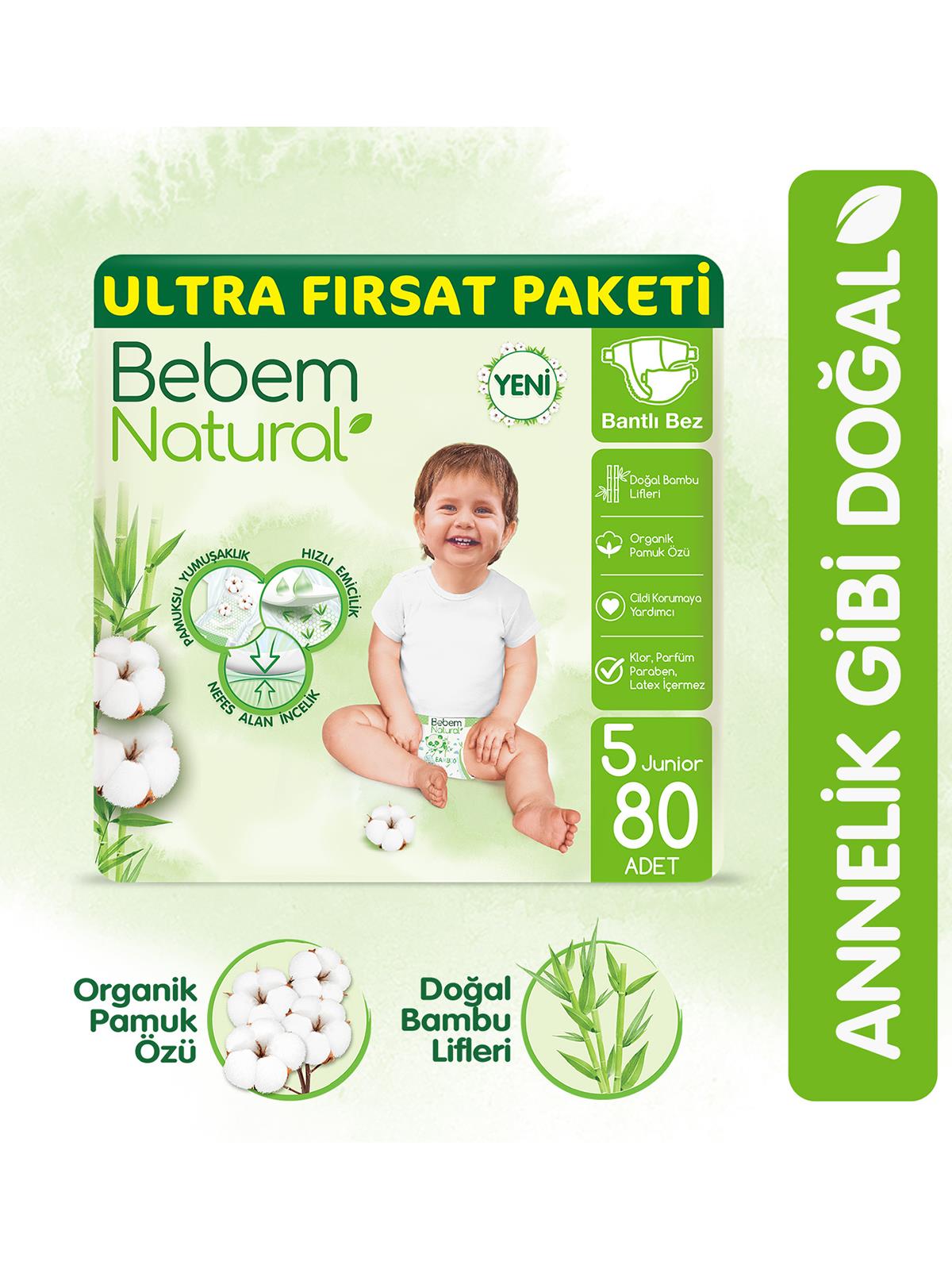 Bebem Natural 5 Beden Junior Ultra Fırsat Paketi 80 Adet