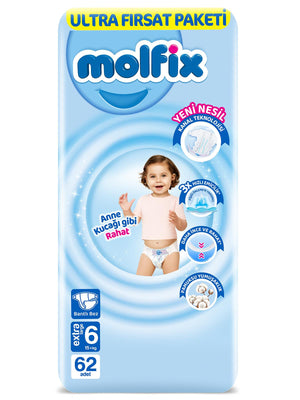 Molfix Bebek Bezi 6 Beden Ekstra Large Ultra Fırsat Paketi 62 Adet