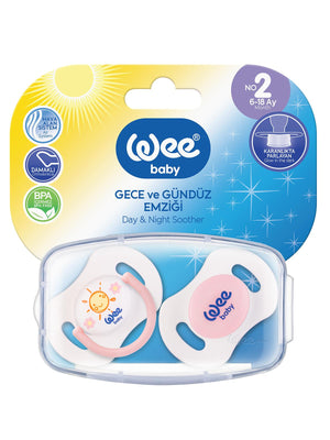 Wee Baby 2'li Gece Gündüz Emzik No:2 (Saklama Kabı Hediyeli) - Pembe