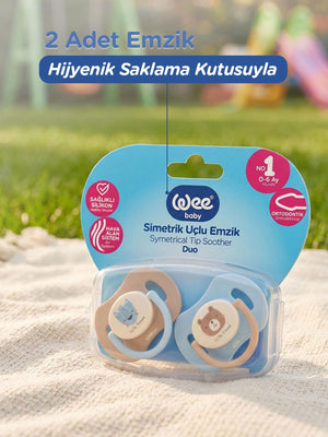 Wee Baby Duo Simetrik Uçlu Emzik 0-6 Ay No:1 - Mavi