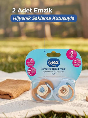 Wee Baby Duo Simetrik Uçlu Emzik 6-18 Ay No:2 - Mavi