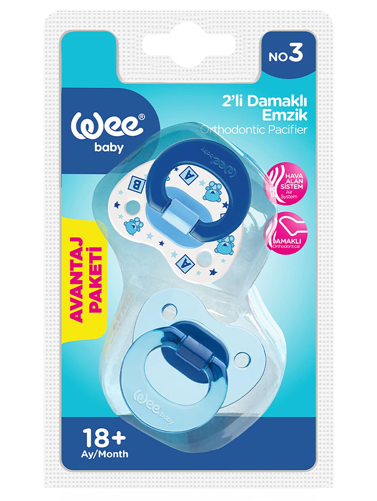 Wee Baby 2’li Damaklı Emzik No:3  - Mavi