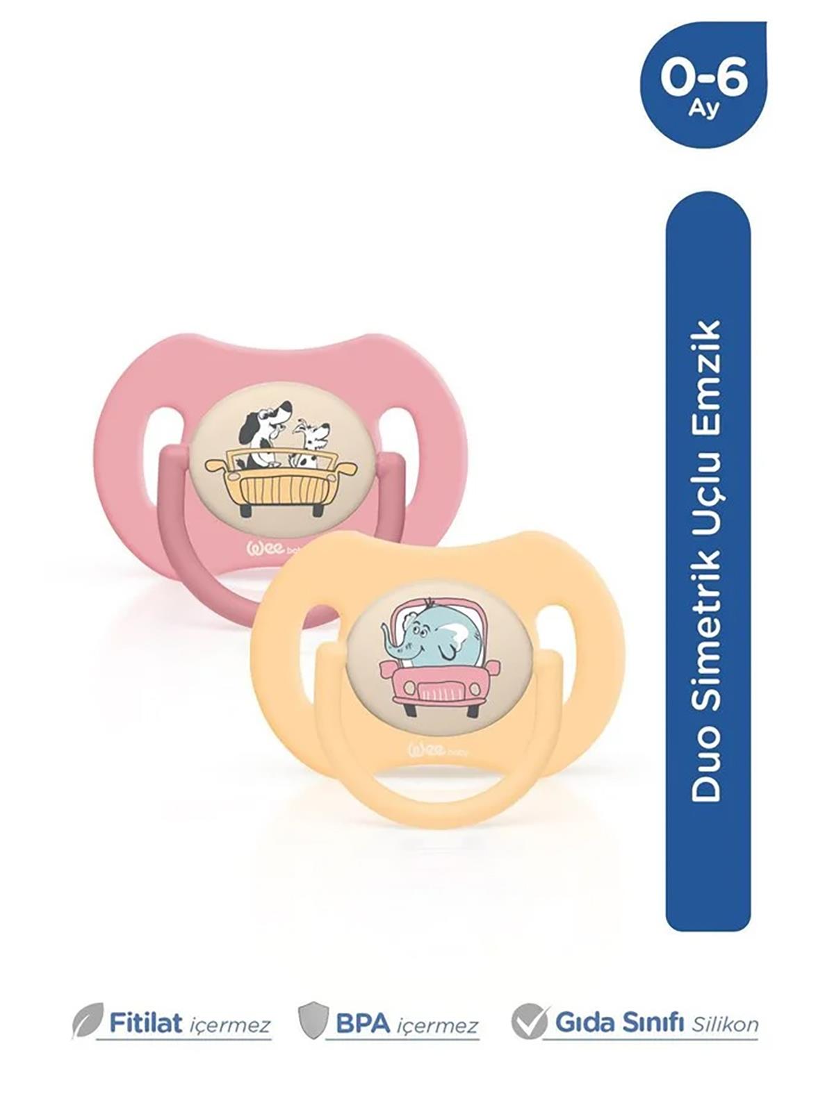 Wee Baby Duo Simetrik Uçlu Emzik 0-6 Ay No:1 - Sarı