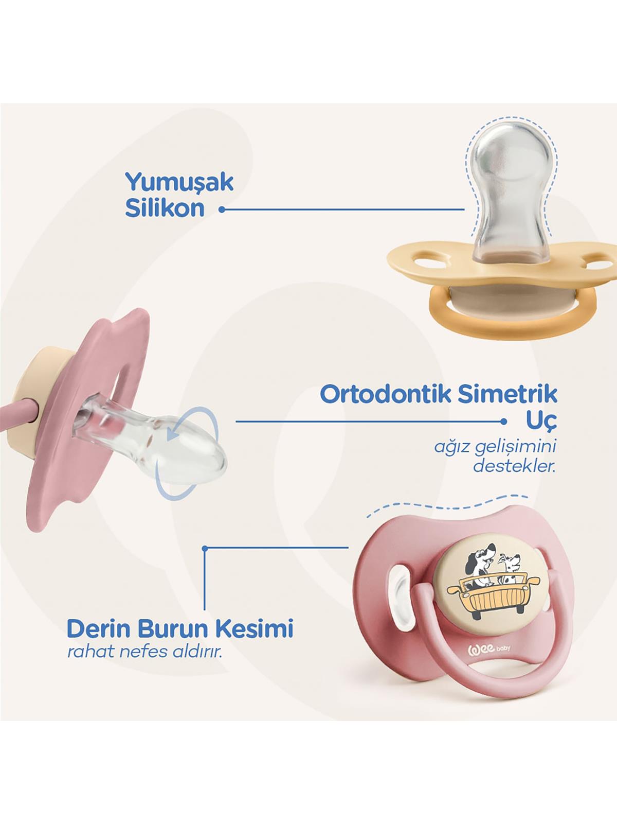 Wee Baby Duo Simetrik Uçlu Emzik 6-18 Ay No:2 - Sarı
