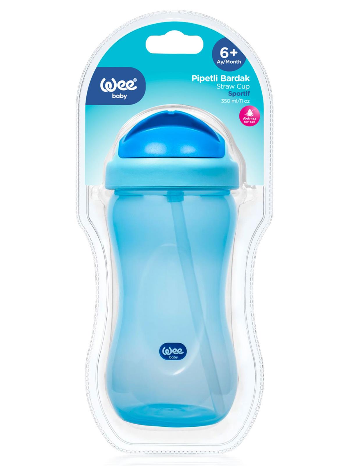 Wee Baby Renkli Pipetli Bardak 350 ml - Mavi