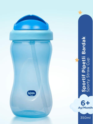 Wee Baby Renkli Pipetli Bardak 350 ml - Mavi