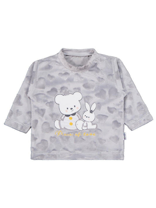 Albimini Kız Ayı Tavşan Nakış Patikli 2Li Pijama Takım 1-6 Ay - Gri