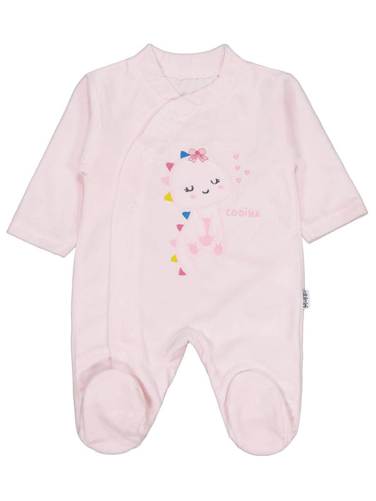 Minidamla Zürafa Nakış Çıtçıtlı 1-6 Ay Tulum - Pembe