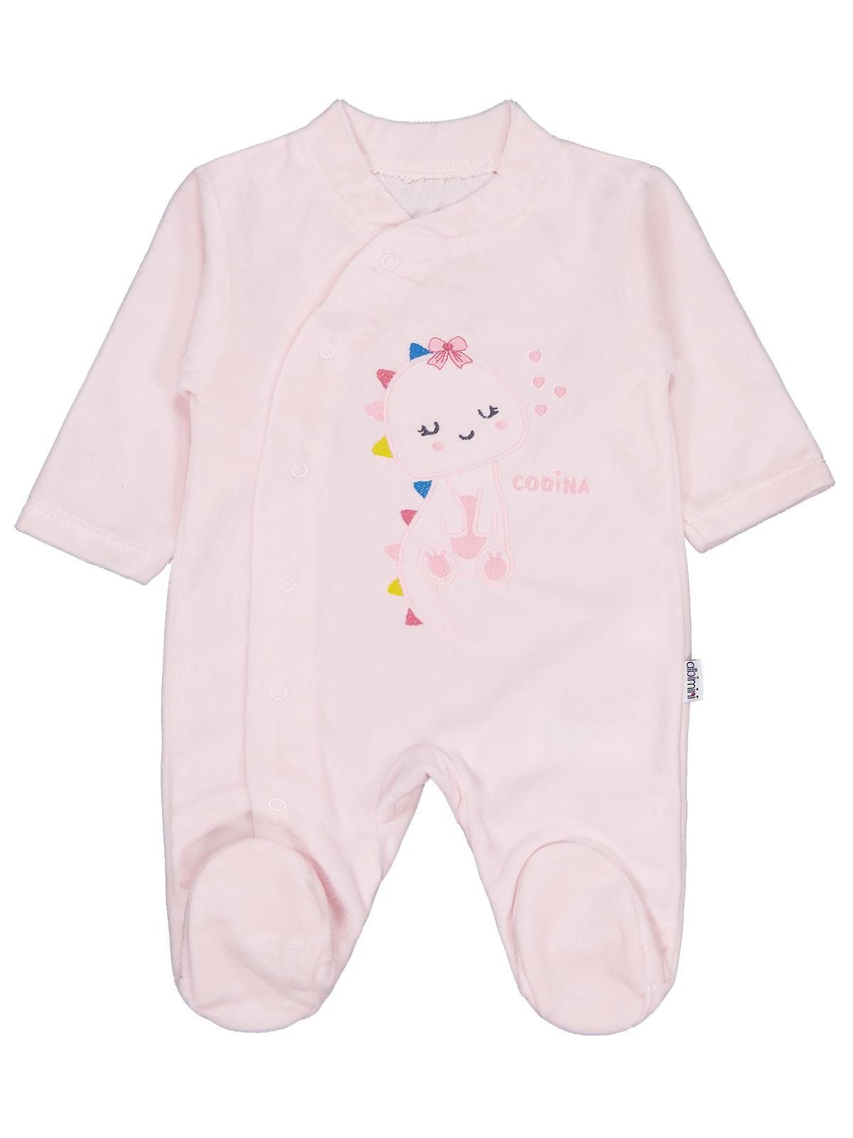 Minidamla Zürafa Nakış Çıtçıtlı 1-6 Ay Tulum - Pembe