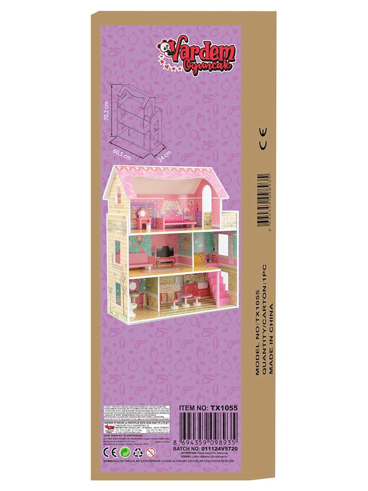 Vardem 10 Parça Ahşap Ev Seti 70,2x60,5x24Cm
