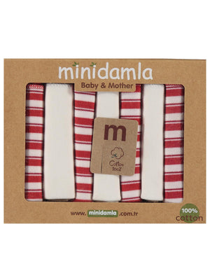 Minidamla Ringenli 7'li Ağız Mendili - Kırmızı