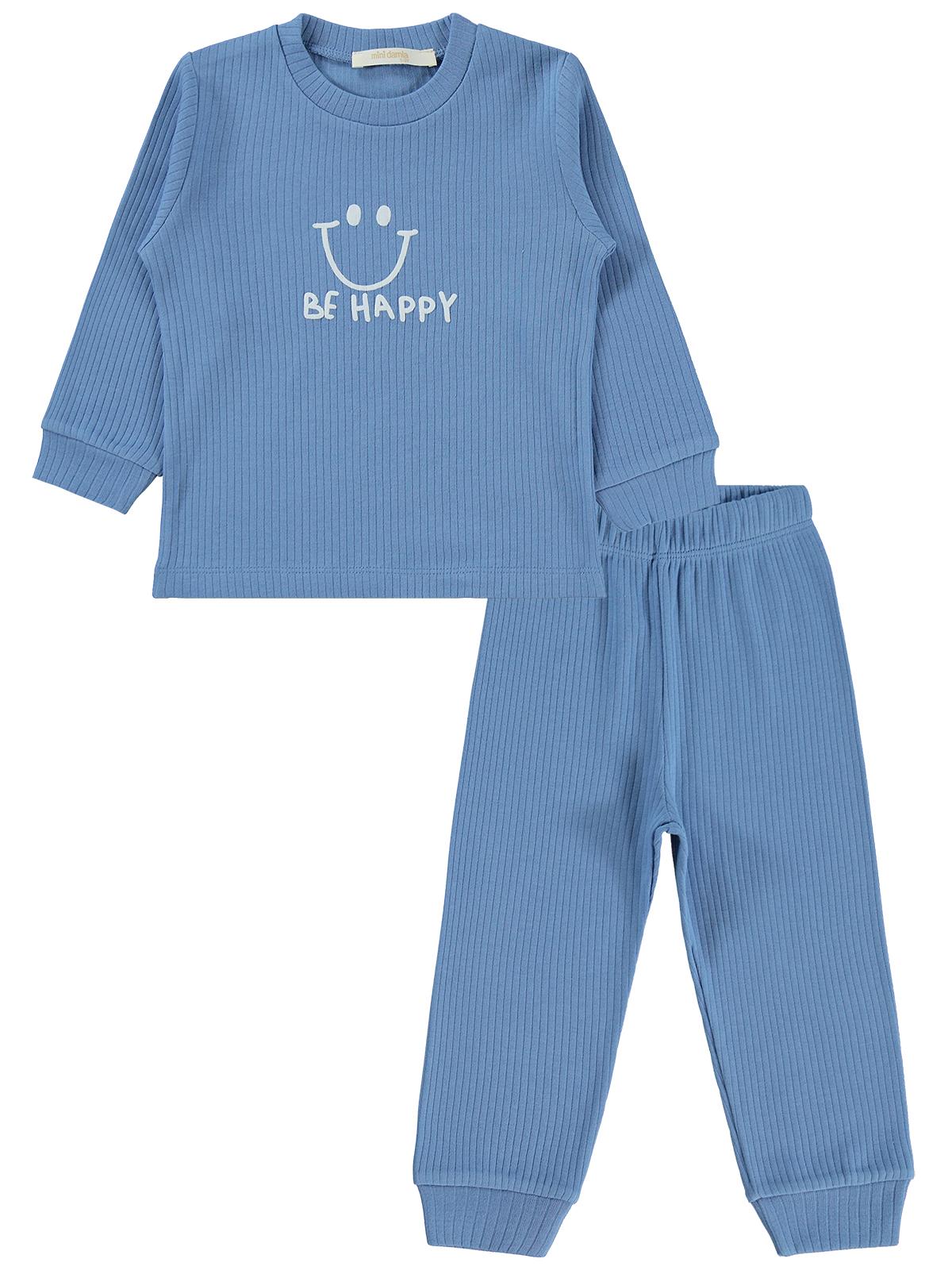 Minidamla Gülen Yüz Baskılı 1-6 Yaş Pijama Takımı - Yeşil
