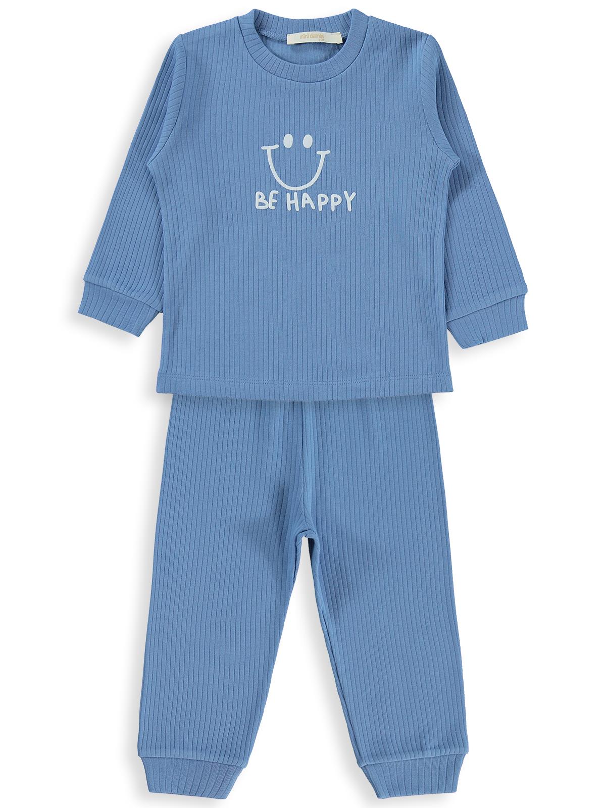 Minidamla Gülen Yüz Baskılı 1-6 Yaş Pijama Takımı - Yeşil