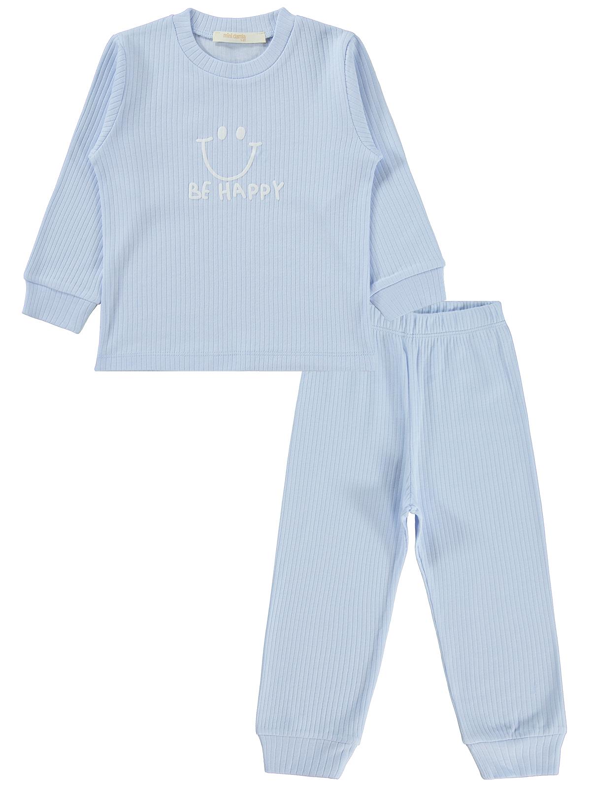 Minidamla Gülen Yüz Baskılı 1-6 Yaş Pijama Takımı - Mavi