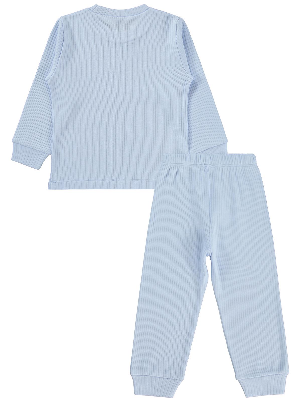 Minidamla Gülen Yüz Baskılı 1-6 Yaş Pijama Takımı - Mavi