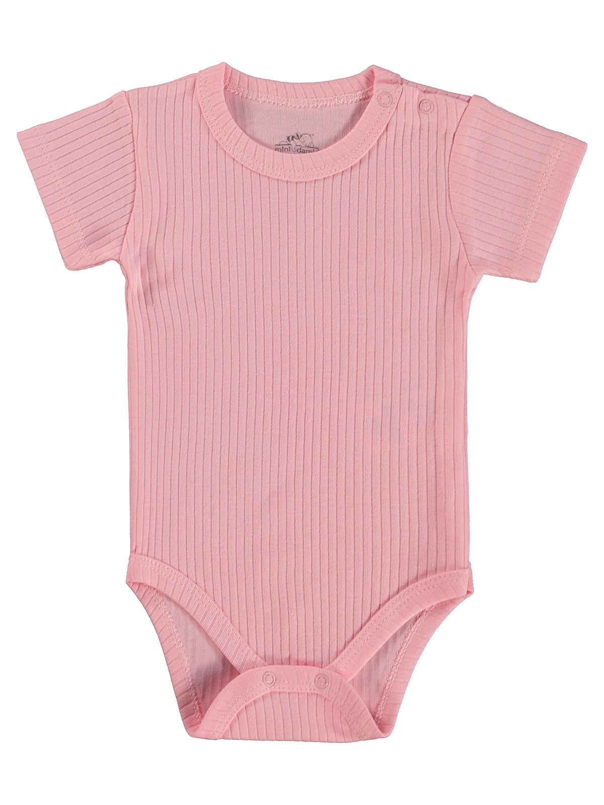 Minidamla Kısa Kol Basic 3'lü set 1-18  Ay Çıtçıtlı Badi - Pembe