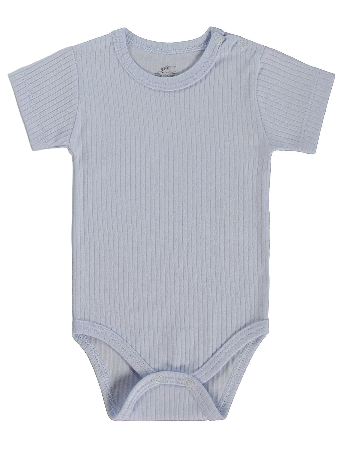 Minidamla Kısa Kol Basic 3'lü set 1-18  Ay Çıtçıtlı Badi - Mavi