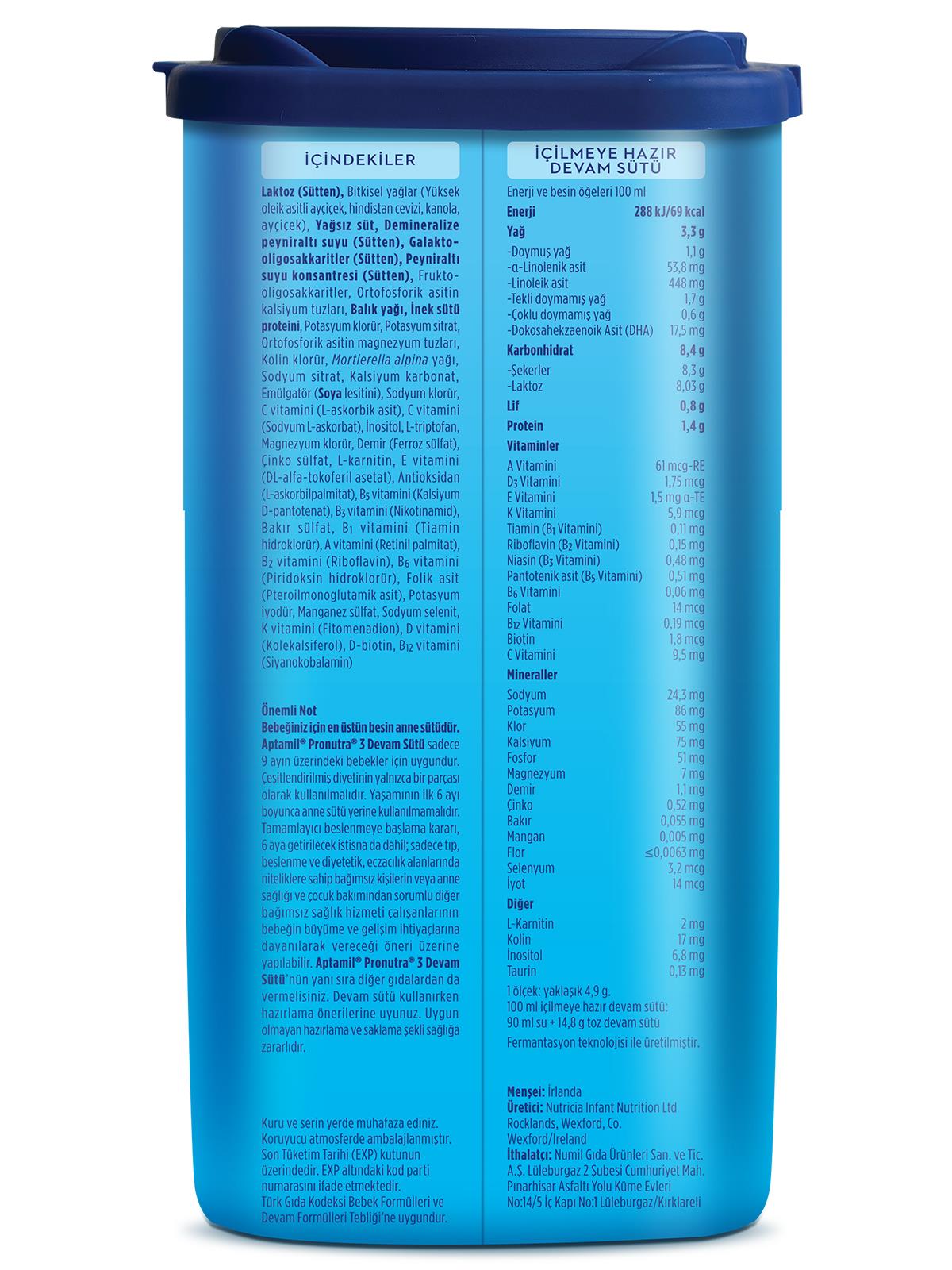 Aptamil 3 Devam Sütü 800 g 9-12 Ay Akıllı Kutu
